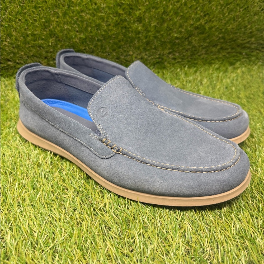 CLARKS Men's Flexway Step Light Blue Suede 26176953 Size 11 W - Picture 2 of 8